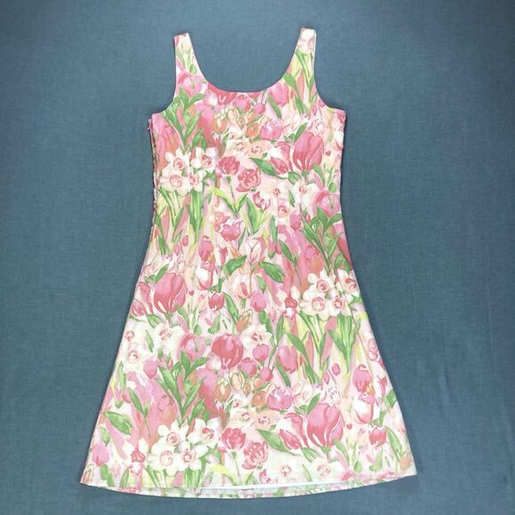 Tommy Hilfiger Mini Shift Dress Women 8 Pink Green Floral Sleeveless Beachy Boho - Picture 6 of 14